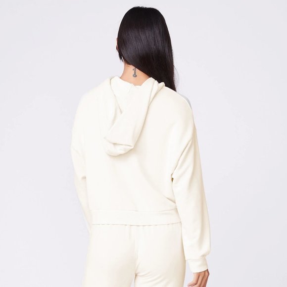 MONROW ARCHIVES Supersoft Fleece Girlfriend Pullover In Buttercream - Picture 4 of 6